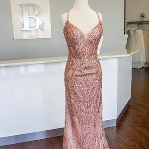 Ellie Wilde Rose gold dress